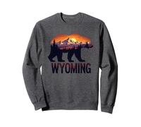 Wyoming Bear and Mountain Sunset Graphic Sweatshirt