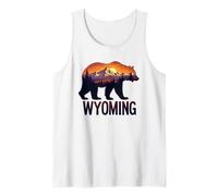 Wyoming Bear and Mountain Sunset Graphic Tank Top