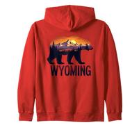Wyoming Bear and Mountain Sunset Graphic Zip Hoodie