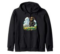 Wyoming Bear Geyser Mountain Nature Adventure Zip Hoodie