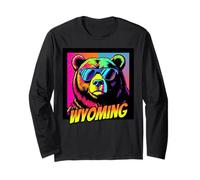 Wyoming Bear In Sunglasses Colorful Pop Art Eye-Catching Long Sleeve T-Shirt