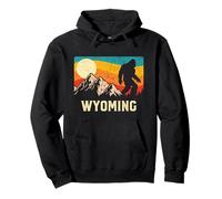 Wyoming Bigfoot Sasquatch Mountains Retro Hiking Pullover Hoodie