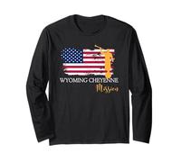 Wyoming Cheyenne Mission Angel Moroni USA Flag Faith Design Long Sleeve T-Shirt