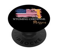 Wyoming Cheyenne Mission Angel Moroni USA Flag Faith Design PopSockets Adhesive PopGrip