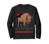 Wyoming Cowboy State Buffalo Vintage Tee Design Long Sleeve T-Shirt