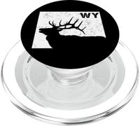 Wyoming Elk Hunting Design - Bull Elk WY State Shape PopSockets PopGrip for MagSafe