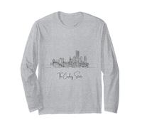 Wyoming Home Black Skyline - Hand Drawn Travel Art Souvenir Long Sleeve T-Shirt