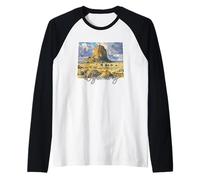 Wyoming Landscape Watercolor Art for Nature Lovers Raglan Baseball Tee