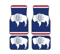 Wyoming State Flag 4 Pcs Universal Car Floor Mats Set, Vibrant Printed Auto Floor Liners Non-Slip For Car