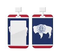 Wyoming State Flag ABS ID Badge Holder with Lanyard, Slide Cover Waterproof Anti-Fouling, Durable for Work - Events