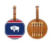 Wyoming State Flag Brown Printed Golf tee Storage Bag - Portable Design, Easy to Organize tee