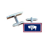 Wyoming State Flag Cufflinks - USA Patriotic Gift for Men | Bison Design | Groomsmen Wedding Gift | Gift Box Included | Perfect for Proud Wyomingites & Collectors