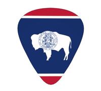 Wyoming State Flag guitar picks in three different thicknesses, suitable for electric guitar and band players