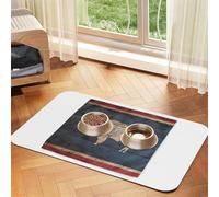 Wyoming State Flag Map Absorbent Leather Pet Tablecloth Non-Slip Dining Pad For Puppy Kitten Food Water Bowls