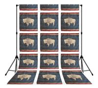 Wyoming State Flag Map Print 5×7ft Photo Backdrop, Seamless Background Cloth for Studio and Portrait Photography(No Stand)