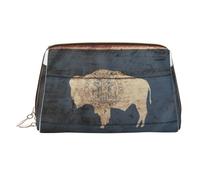 Wyoming State Flag Map Printed Handheld Makeup Case, Spacious Toiletry Organizer Designed for Brushes and Toiletries