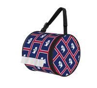 Wyoming State Flag Print Cylinder Bathroom Tissue Holder With Buckle Strap, Portable Paper Case For Road Trips