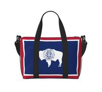 Wyoming State Flag print Gym Bag for Women, Weekender Overnight Bag,Personal Item Bag, shoulder Bag for Women Men, Black, One Size