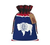 Wyoming State Flag Print Pouch Goody Christmas Drawstring Gift Bags Xmas Treats Bag Holiday Candy Wrapping Bags