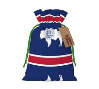 Wyoming State Flag Print Stylish Drawstring Pouches,Reusable Drawstring Gift Bags,Perfect For Holiday And Party