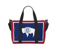Wyoming State Flag print Travel Duffel Bag Tote Carry on Luggage Bag, Sports Gym Bag Weekender Overnight Bags, Black, One Size