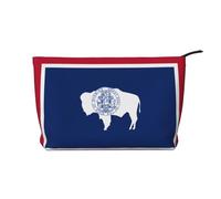 Wyoming State Flag Prints Corduroy cosmetic bag for cosmetics storage with zipper closure for travel, camping, and daily use