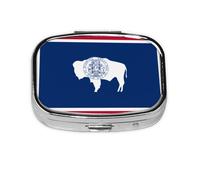 Wyoming State Flag Square Pill Storage Box, Travel Portable Mini Pill Box, Vitamin Medicine Storage Box (2 Compartment Pill Box)