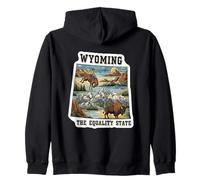 Wyoming The Equality State Vintage Travel Adventure Zip Hoodie