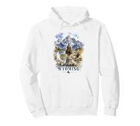 Wyoming Watercolor Cowboy Wilderness Landscape Design Pullover Hoodie