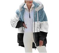 Wyongtao Ladies Fleece Hoodie Jacket Sherpa Lined Full Zip Winter Warm Soft Teddy Bear Hooded Sweatshirt Fluffy Fuzzy Jumper Patchwork Hoody Sweater Coat Overcoat Cardigan Ladies Outwear UK