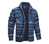 Wyongtao Mens Plaid Shirts Padded Lumberjack Flannel Checked Jacket with Quilted Lined Fall Winter Warm Work Jacket Long Sleeved Thermal Fleece Fur Lined Outwear Casual Coat Tops Size 8-22