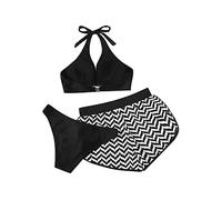Wyongtao Women 3 Piece Swimsuit High Waisted Bikini Set Push Up Triangle Bikini Top Bra and Knickers Sets Halterneck Swimsuits Sexy Bathing Suit Swimwear Beachwear Ladies Swimming Costumes UK