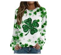 Wyongtao Women Sweatshirts St Patricks Day Tops Ireland Green Clover Shamrock Print Pullover Long Sleeve Tops Blouse Crew Neck Loose Casual Jumper St. Patrick's Day Sweatshirts for Ladies