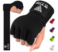 WYOX Gel Boxing Hand Wraps Inner Gloves for Men and Women, Quick 80cm Long Wrist Straps, Elasticated Padded Boxing Wraps for Muay Thai, MMA, Kickboxing, Martial Arts Training Bandages (Black, L/XL)