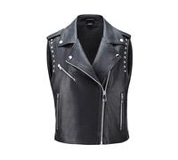 WYOYW Women Faux Leather Vest Rivet Moto Biker Vest Pu Leather Motorcycle Waistcoat, 118 Black, X-Large