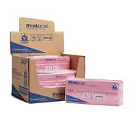 WypAll Cleaning Cloths, Red Colour Coded Wipes 7444, Food Contact Approved, 1 Ply - Durable and Absorbent, Workplace Hygiene, Poly Pack, 6 Packs x 50 (300 Total)