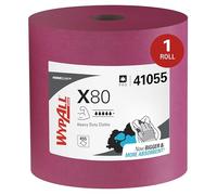 WypAll - KCC41055 X80 Cloths, HYDROKNIT, Jumbo Roll, 12 1/2 x 13 2/5, Red, 475 Wipers/Roll