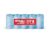 WypAll L10 Extra General Cleaning Wiping Paper 7378, 1-Ply Compact Roll, Blue Roll, FSC and Food Contact Certified, 12 Rolls x 165 Sheets