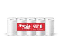 WypAll L10 Extra General Cleaning Wiping Paper 7380, 1-Ply Compact Roll, White Roll,FSC and Food Contact Certified, 12 Rolls x 165 Sheets