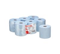 Wypall L10 Food & Hygiene Wiping Paper 7255-1 Ply Centrefeed Blue Roll - 6 Centrefeed Rolls X 800 Paper Wipes (4,800 Total)
