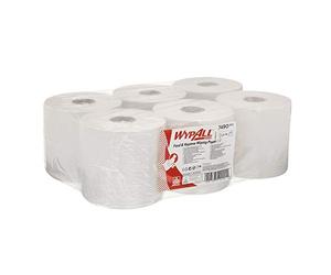 WypAll L10 Food & Hygiene Wiping Paper 7490 - Centrefeed Roll for Roll Control and ReachPlus Dispensers - 6 Wiper Rolls x 630 White Paper Wipers (3,780 Total)