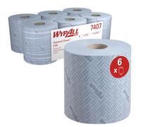 WypAll L10 General Clean Service & Retail Wiping Paper 7407 - Centrefeed Roll for Reach PLUS and Roll Control Dispensers - 6 Blue Rolls x 500 Paper Wipers (3,000 total)