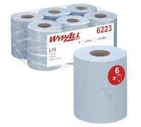 WypAll® L10 Wiping Paper Rolls 6223, Blue 1-Ply Centrefeed Rolls for Food & Hygiene Tasks - Embossed for Strength - 6 Rolls x 430 Sheets (2,580 Total)