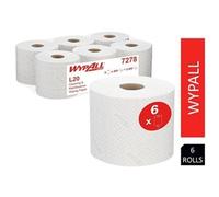 Wypall L20 Cleaning And Maintenance Wiping Paper 7278-2 Ply Centrefeed Rolls - 6 Rolls X 400 White Paper Wipers (2,400 Total)