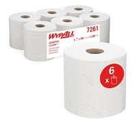 WypAll L20 General Clean 7261 Centrefeed Paper Wipers, 2-Ply White Embossed Rolls - Single Sheet Dispensing, 6 Rolls x 550 Sheets (3,300 Total)