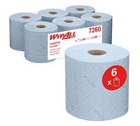 WypAll L20 General Clean Cleaning and Maintenance Blue Wiping Paper 7260-2 Ply Centrefeed Rolls - 6 Blue Rolls x 550 Paper Wipers (3,300 Total)