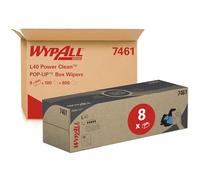 WypAll L40 Power Clean POP-UP Box Wipers 7461 - Wiping Paper - 8 Boxes x 100 White Cleaning Wipers (800 Total)