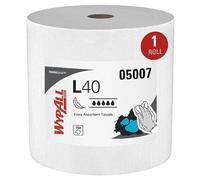 WypAll L40 Power Clean Industrial Wipers 7452, High Absorbency, DRC Technology, 1-Ply Roll Format,1 Roll x 750 White Wipes (750 Total)