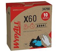 WypAll X60 Cloths 8376 - Cleaning Cloths - 10 Pop-Up Boxes x 126 White Wiping Cloths (1,260 total)