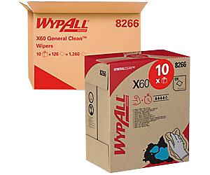 WypAll X60 General Clean White Cleaning Cloths 1 Ply 8266 10 POP-UP Boxes x 126 Cloths